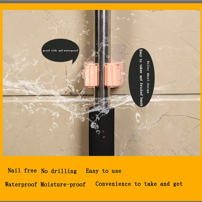  [AUSTRALIA] - 8 Packs Broom Mop Holder,Self-Adhesive No Drilling Super No-Slip Broom Gripper Clip Adjustable Reusable,Wall-Mounted Storage Racks for Storage Organization in Homes, Kitchens & Wardrobes