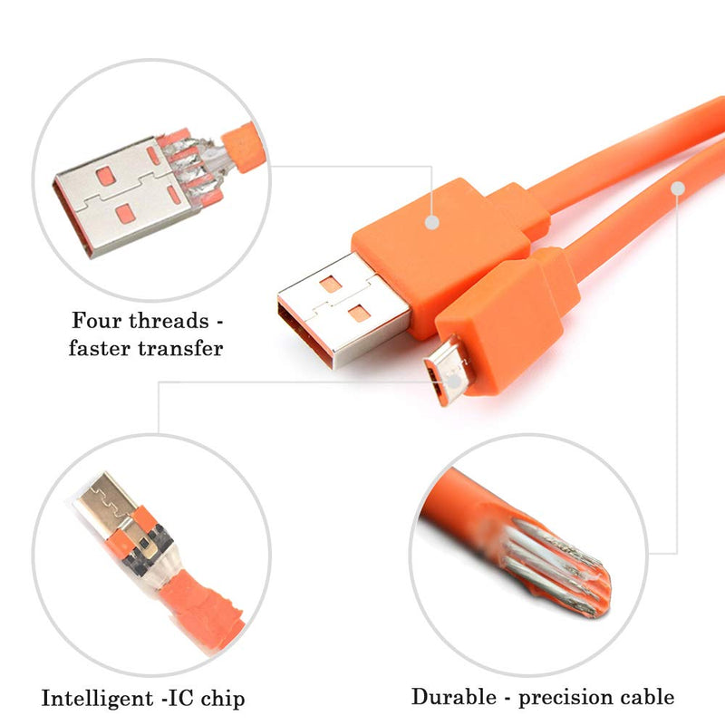 ToBySome Micro USB Fast Power Charging Charger Cable Cord Compatible with JBL Wireless Speaker Logitech UE Boom Android Phones 3.3ft (Orange) - LeoForward Australia