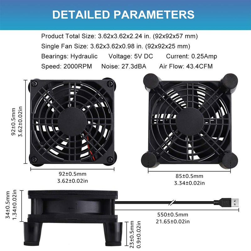  [AUSTRALIA] - GDSTIME Quiet 90mm Fan, Router Cooler Fan, 90mm x 25mm DC 5V USB Brushless Cooling Fan