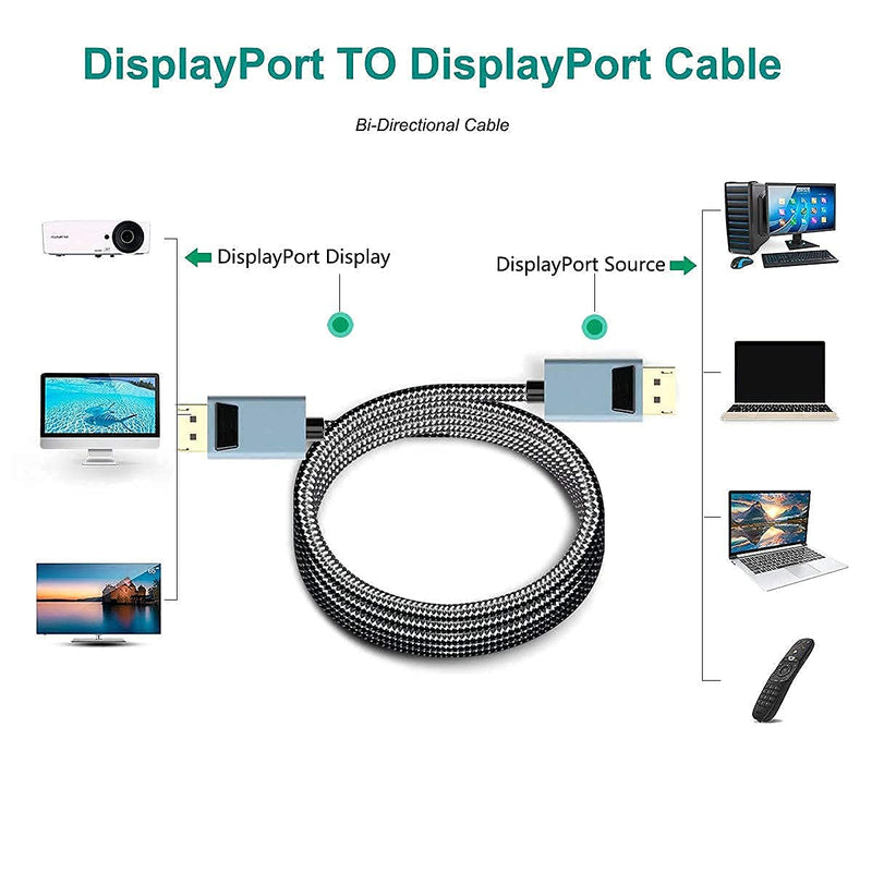  [AUSTRALIA] - BENFEI DisplayPort to DisplayPort Cable, 6 Feet DP to DP Cable with Gold-Plated Cord, Nylon Braided, Supports 4K@60Hz, 2K@144Hz Compatible for Lenovo, Dell, HP, ASUS and More
