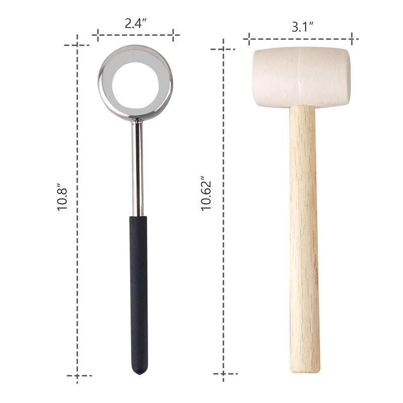  [AUSTRALIA] - Coconut Opener Tool Set for Young Coconut - Coconut Opener Kit with Hammer - Food Safe Stainless Steel Coconut Opener Tools&Rubber Mallet | Meat Removal | Straw | Silicone Mat | Storage Bag by KINGLEV