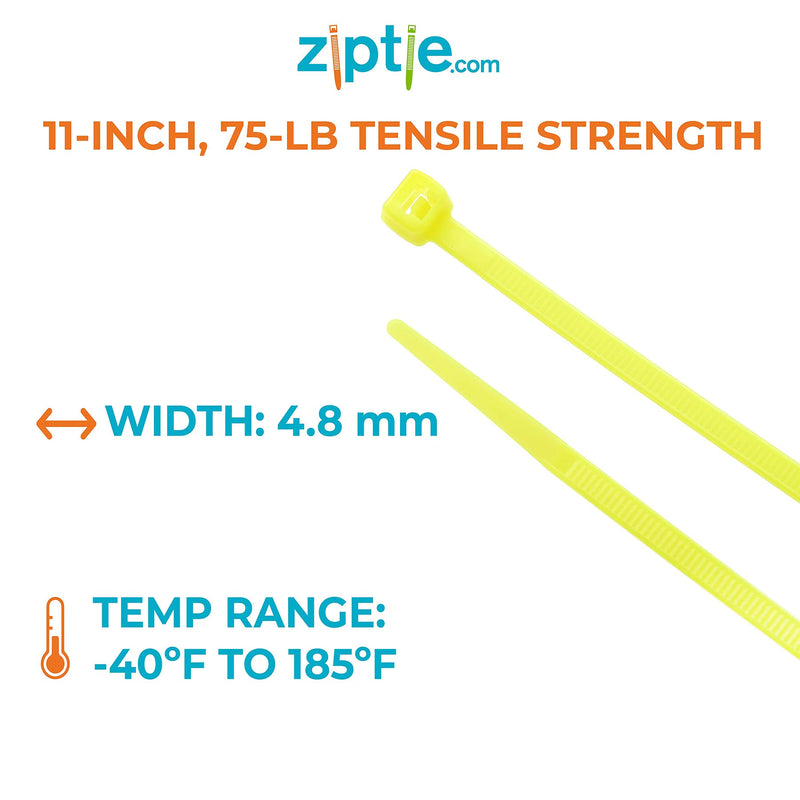  [AUSTRALIA] - 11-inch Fluorescent Yellow Multi-Purpose Cable Tie, 75-lb Tensile Strength, UL 21S Listed, 100-Pack