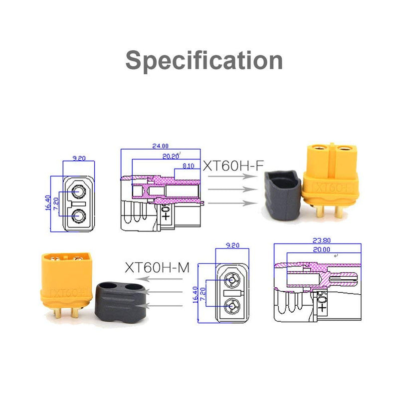  [AUSTRALIA] - MCIGICM 10 Pair XT60H (XT60 Upgrade) Male Female Bullet Connectors Plugs