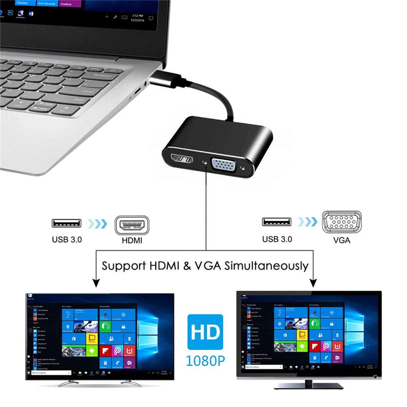  [AUSTRALIA] - CY USB 3.0 2.0 to HDMI VGA HDTV Adapter Cable External Graphics Card for Windows Laptop