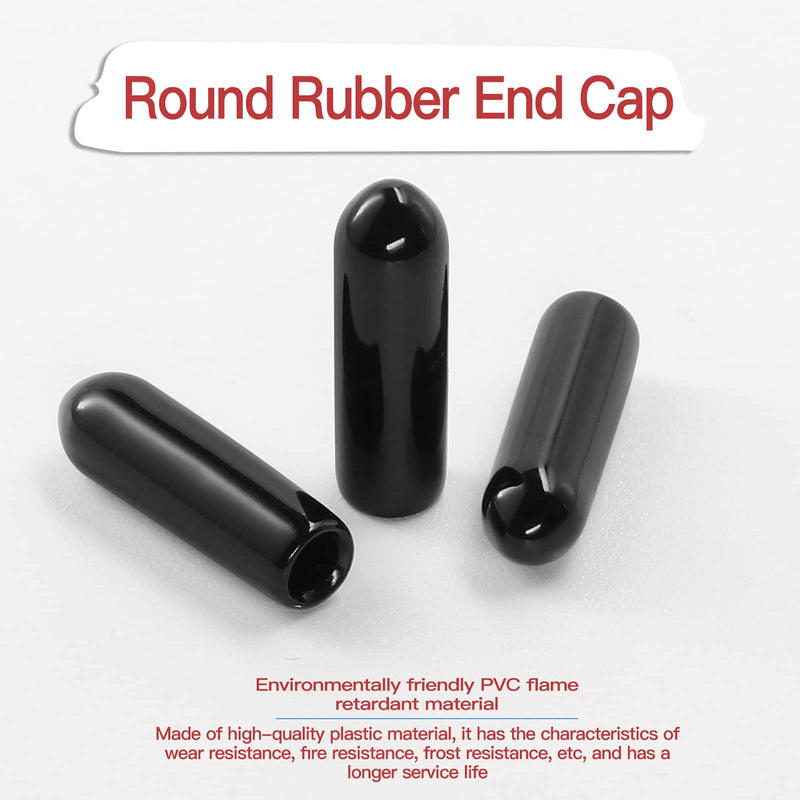  [AUSTRALIA] - Jamiikury 60PCS Screw Thread Protectors 3mm ID Rubber End Caps Vinyl Flexible End Caps Round Tube Bolt Cap (Black, 60PCS) 3mm - 60PCS