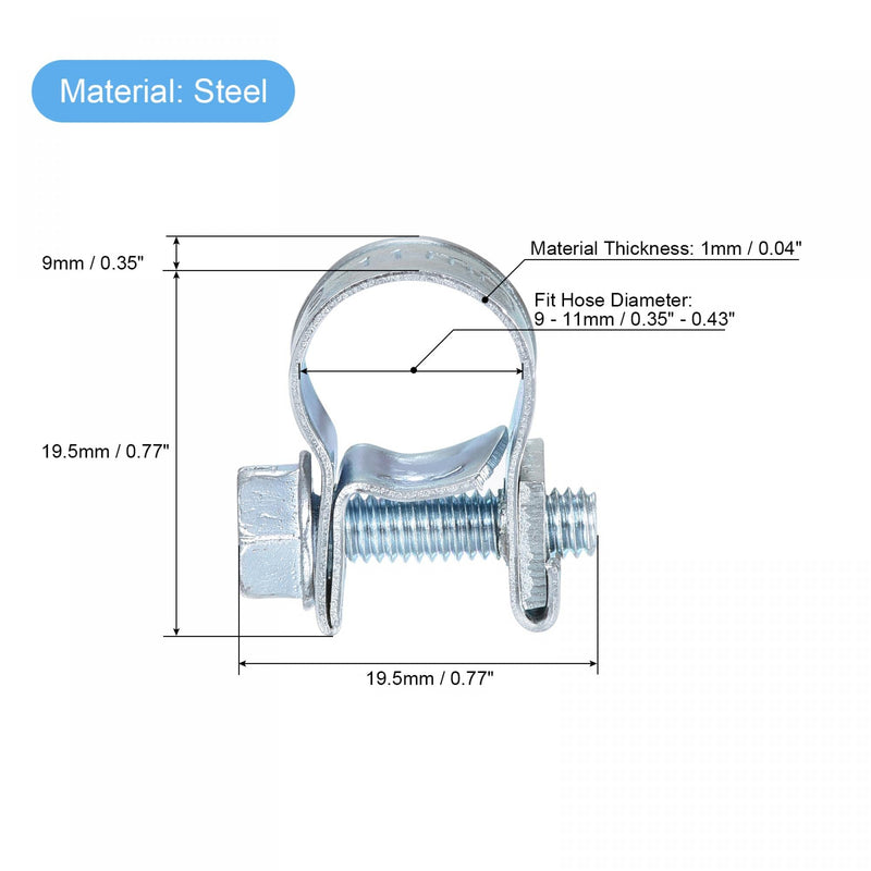  [AUSTRALIA] - uxcell 9-11mm Mini Fuel Injection Hose Clamp Zinc Plated Steel Fuel Line Clamp 12pcs