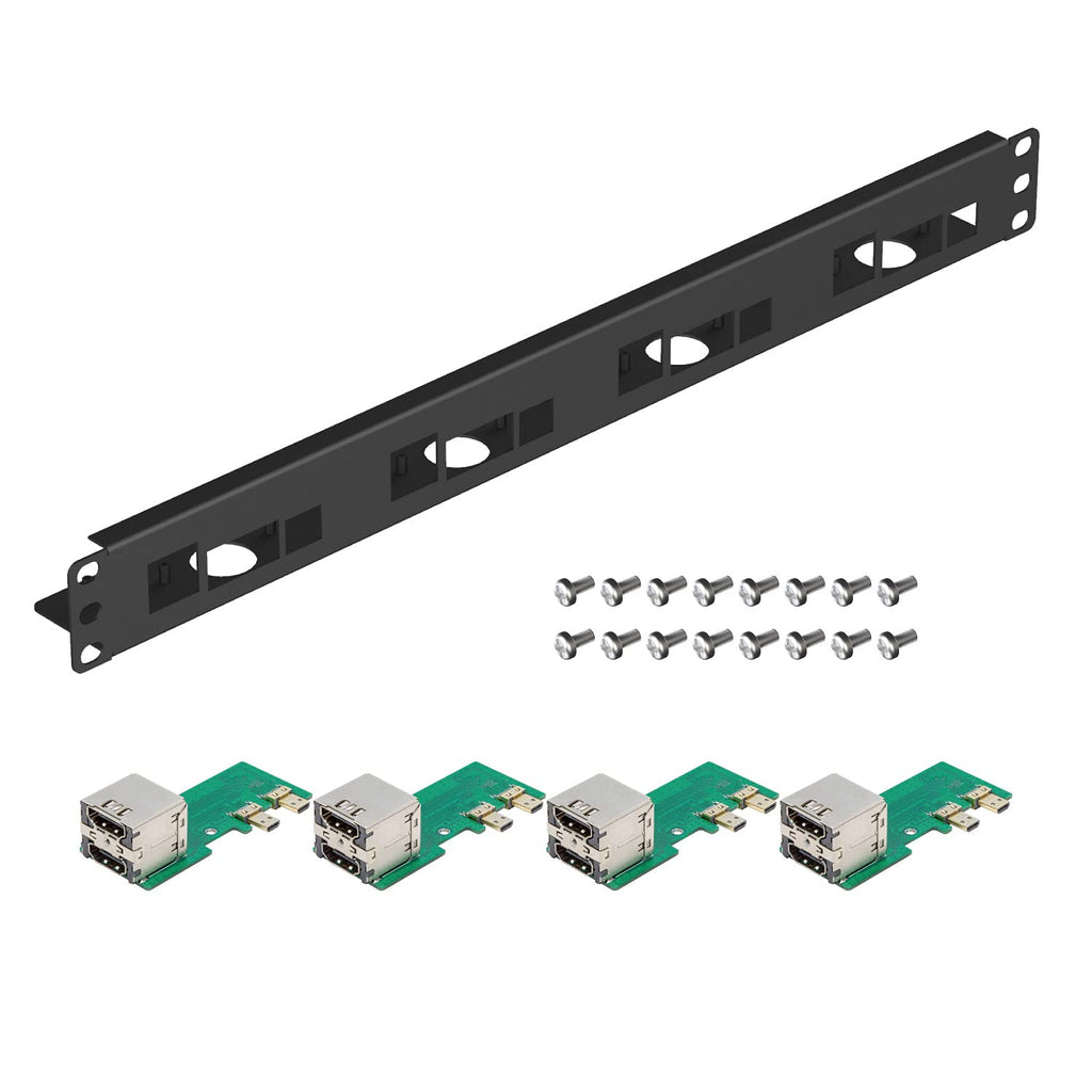  [AUSTRALIA] - UCTRONICS for Raspberry Pi Rack with Micro HDMI Adapter Boards, 19" 1U Rack Mount Supports 1-4 Units of Raspberry Pi 4 Model B