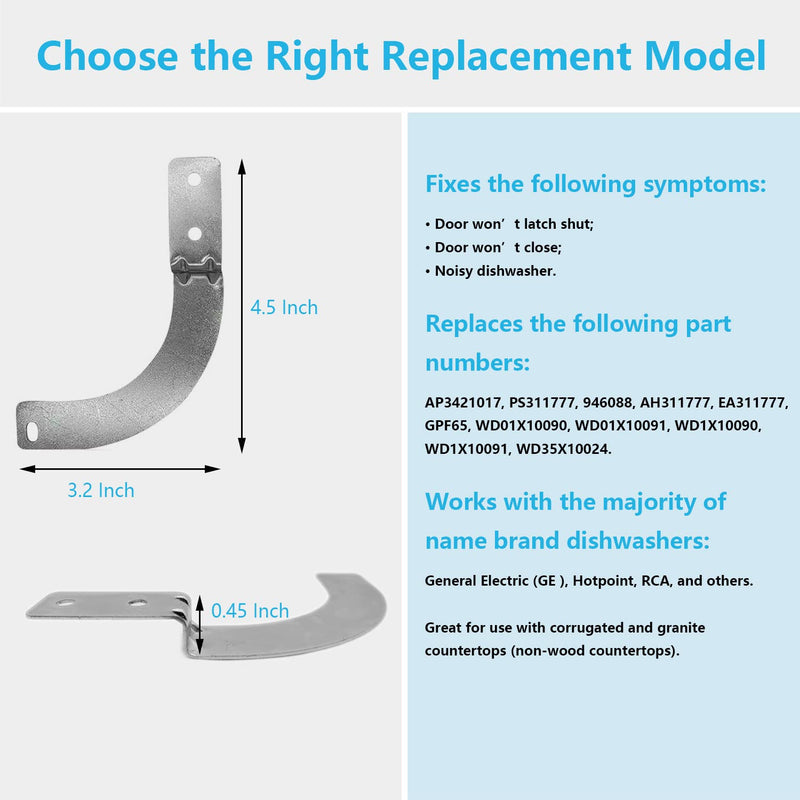  [AUSTRALIA] - Dishwasher Side Mounting Bracket Kit WX13X10001, Compatible with GE Dishwashers, Replaces GPF65, 946088, AH311777, AP3421017, AH311777