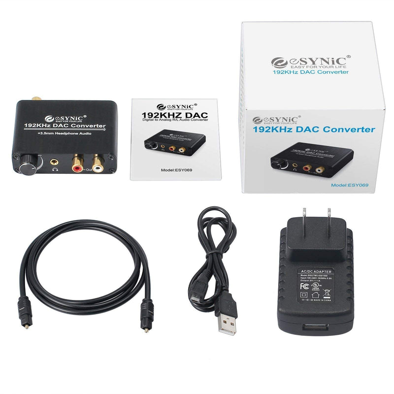  [AUSTRALIA] - eSynic 1X3 Optical Audio Splitter Bundle with 192Khz Digital to Analog Converter (with Volume Adjusting Knob)