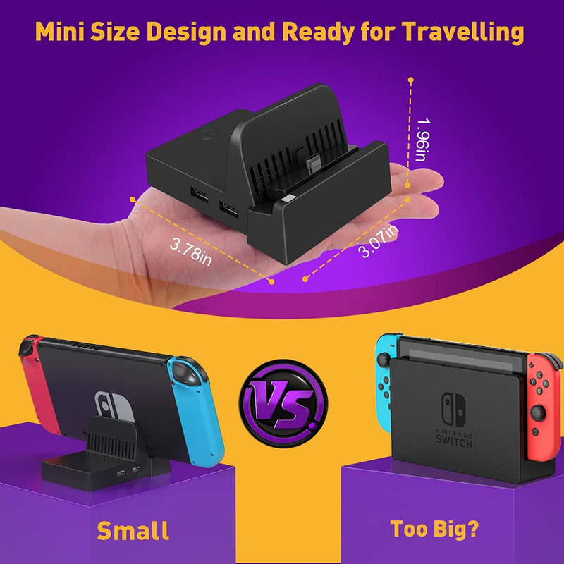  [AUSTRALIA] - TV Docking Station for Nintendo Switch/Nintendo Switch OLED Model 2021, WEGWANG Portable Mini TV Dock Station with USB 3.0 Port Replacement for Official Nintendo Switch and Newest OLED Model 7-inch