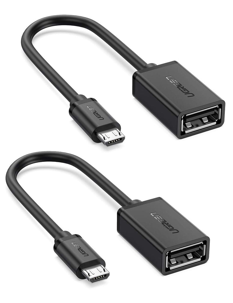  [AUSTRALIA] - UGREEN Micro USB to USB Micro USB 2.0 OTG Cable 2 Pack On The Go Adapter Micro USB Male to USB Female for Samsung Phone S7 S6 Edge S4 S3 LG G4 DJI Spark Mavic Remote Controller Android Tablets Black