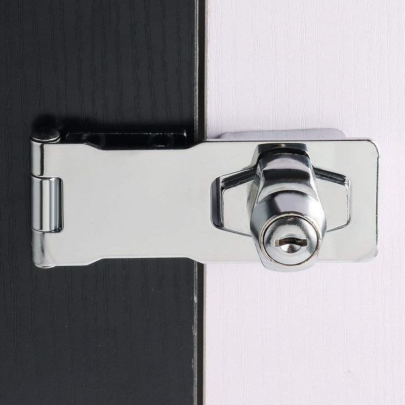  [AUSTRALIA] - 4 inch Keyed Hasp Lock， Twist Knob Keyed Locking Hasp for Doors Cabinets, Zinc Alloy Plated 4" Keyed Hasp Lock