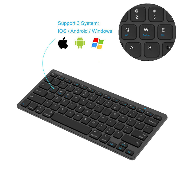  [AUSTRALIA] - Arteck Ultra-Slim Bluetooth Keyboard Compatible with iPad 10.2-inch/iPad Air/iPad 9.7-inch/iPad Pro/iPad Mini, iPhone and Other Bluetooth Enabled Devices Including iOS, Android, Windows, Black