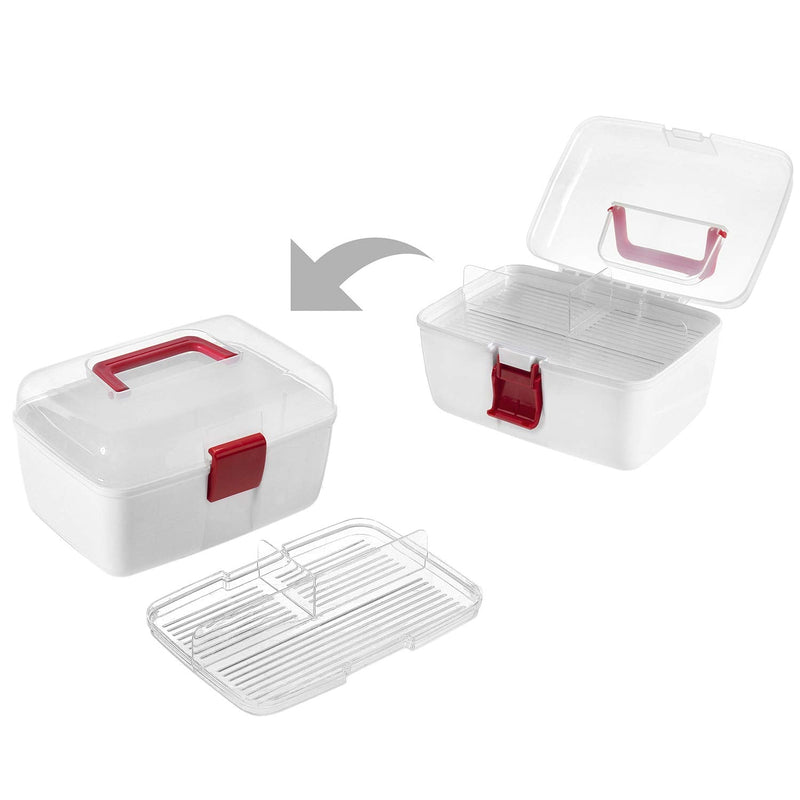  [AUSTRALIA] - MyGift Portable Medicine Travel Kit Box with Removable Tray, Clear Lid and Top Handle - First Aid, Sewing, Craft Organization Storage Case