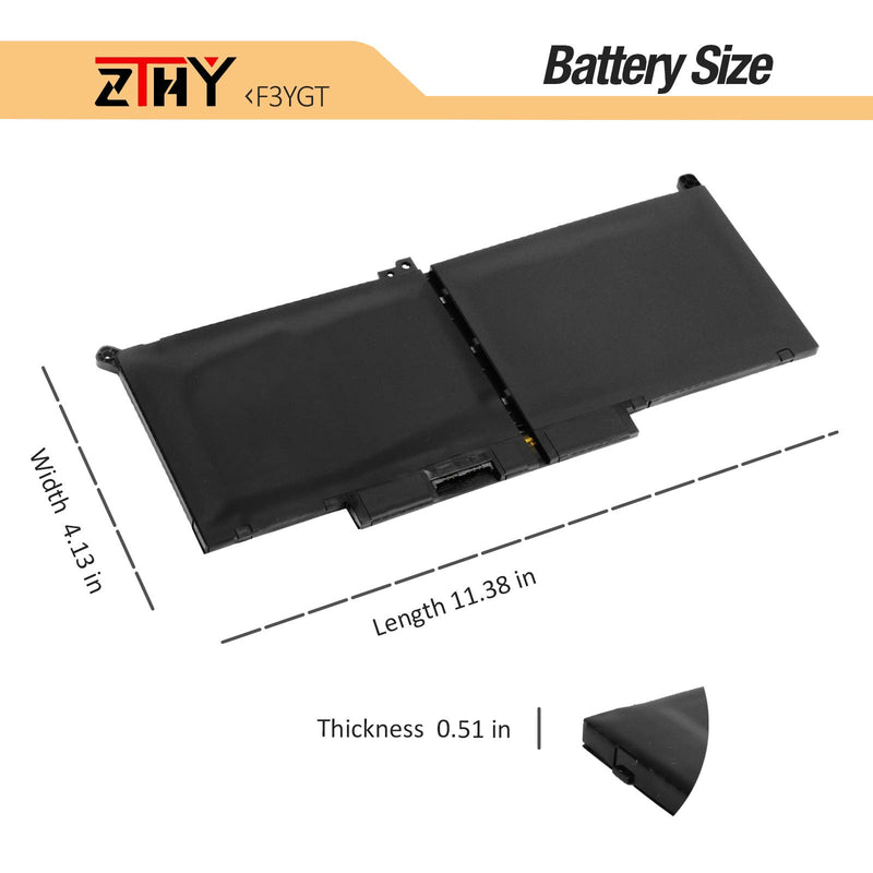  [AUSTRALIA] - ZTHY New 60Wh F3YGT Laptop Battery for Dell Latitude 12 7000 7280 7290/13 7000 7380 7390 P29S002/14 7000 7480 7490 P73G002 Series DM3WC DM6WC 2X39G KG7VF 451-BBYE 453-BBCF 7.6V 4-Cell