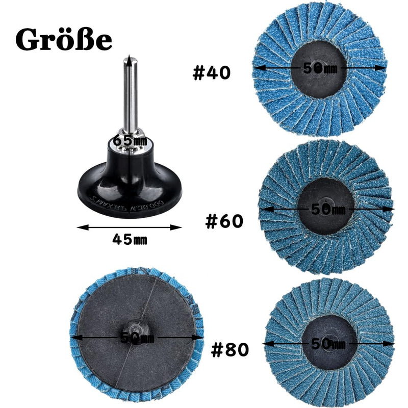  [AUSTRALIA] - Bestgle flap discs 50 mm sanding disc 15 pieces grinder discs sanding discs for metal wood steel fast flap sander grit 40/60/80