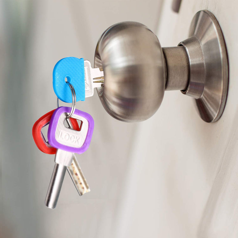  [AUSTRALIA] - Blulu 80 Pieces Key Caps Tags Covers Set Plastic Key Identifier Rings Key Toppers for Keys Organization House Key, 10 Colors, 2 Styles