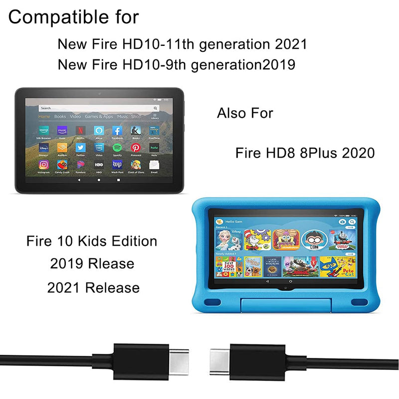  [AUSTRALIA] - USB C Charger Adapter 6.5Ft Replacement for New Fire HD10-11th Generation 2021 Release,Fire 10 Plus,Fire 10 Kids Edition