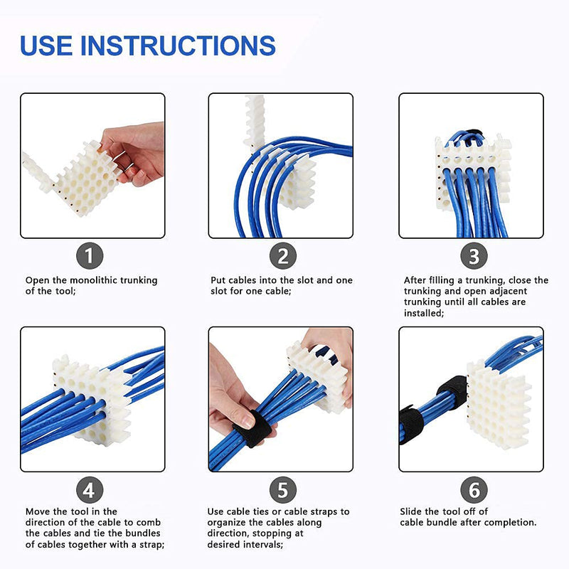  [AUSTRALIA] - Cable Organizing and Bundler Tool，48-Hole Cable Dresser for Data Center, Server Rooms and Machine Room Wire Management and Organizer, Perfect for Cable Management(CAT5, CAT6) 6*8 Holes