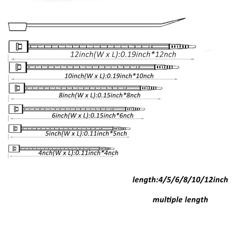  [AUSTRALIA] - ELECALL Zip Ties Assorted Size 400pcs White and Black Cable Zip Ties Heavy Duty Zip Ties 4" +5"+6"+8"+10"and 12" Self-Locking Nylon Cable Ties Black Perfect for Home Garden Office Use black and white