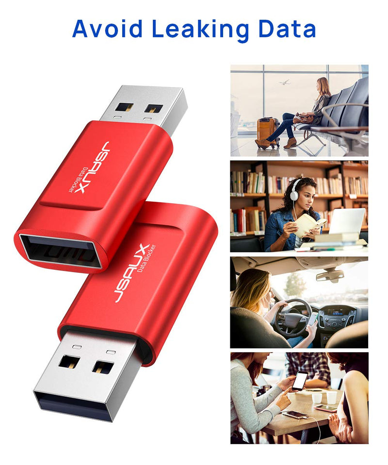 USB Data Blocker, JSAUX (4-Pack) USB-A Defender Only for Quick Charge, Protect Against Juice Jacking, Refuse Hacking Provide Safe Charging- Red - LeoForward Australia