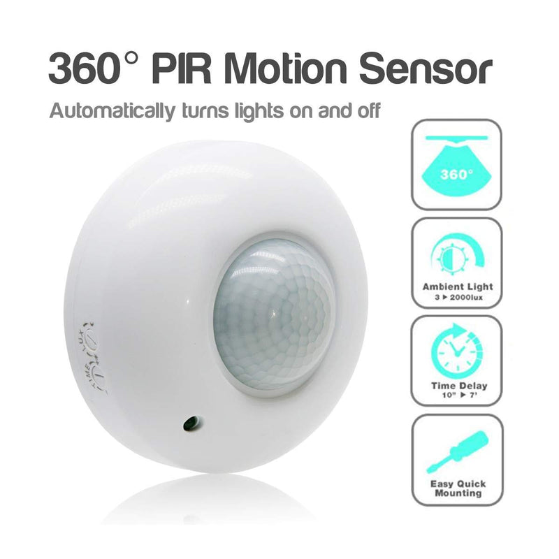  [AUSTRALIA] - Sensky 360 Degree Ceiling Mount Occupancy Sensor, 110-240V PIR Motion Sensor Switch, High Sensitive Movement Detector Light Switch, Neutral Required(Max Detection Distance: 6 m)