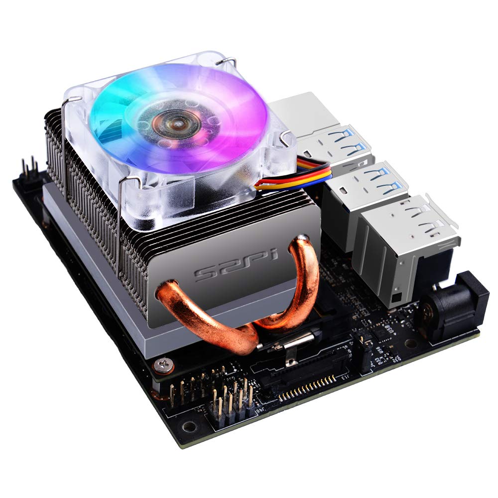  [AUSTRALIA] - GeeekPi 5V PWM Low-Profile CPU Cooler for Jetson Nano,Horizontal Radiator with Colorful LED Fan Ice Tower Cooling Fan Quiet Fan for Jetson Nano
