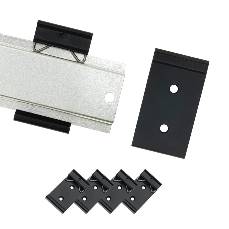  [AUSTRALIA] - 1.08 Width Universal DIN Rail Mount Clip Snap in Din-Rail Mounting Brackets DIN Rail Fixed Clamp Aluminum Alloy Solid State Relay Clip for 35mm Din Rail Black 4-Pack for Countersunk Head M3 Screws 1.08 Width DIN Rail Mounting Clip