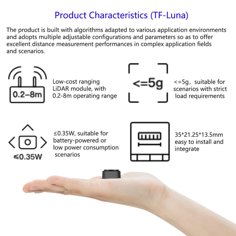  [AUSTRALIA] - Wishiot TF-Luna LiDAR Range Finder Sensor 0.2m-8m Single-Point Ranging Module UART/I2C 5V with 6Pin Terminal to Dupont Cable for Arduino/RPi Pico/Pixhawk/WiFi_Lora_32