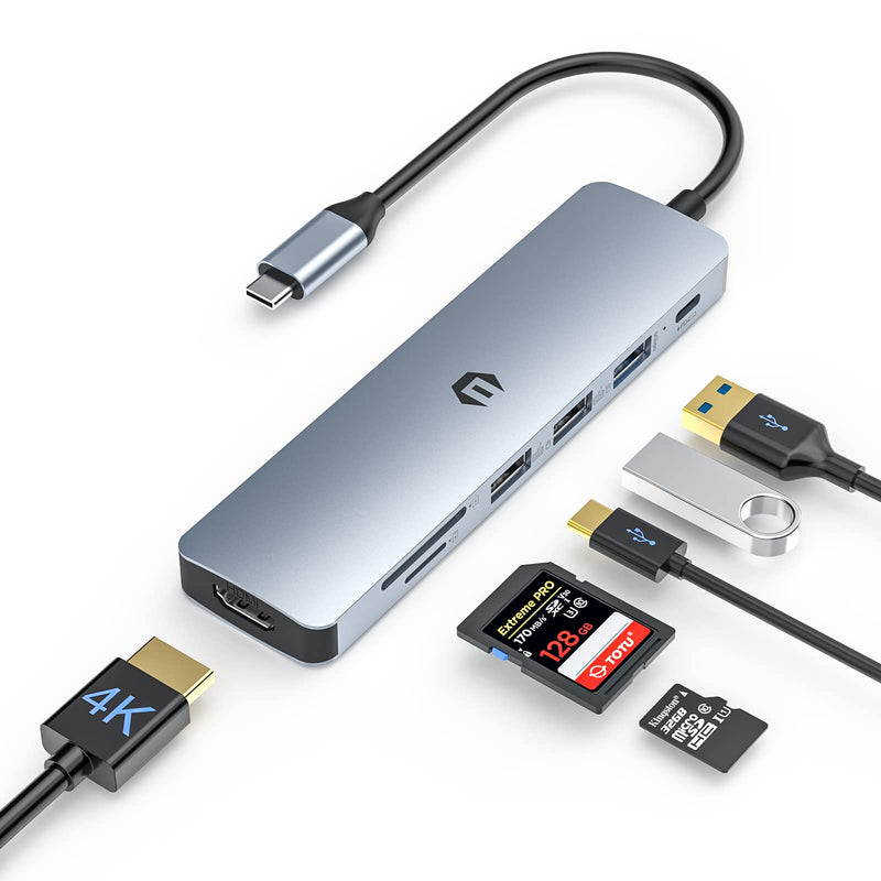  [AUSTRALIA] - TOTU USB C Hub, 7 in 1 USB C Adapter, USB C Hub Multiport Adapter USB C Dock with 4K HDMI, 100W PD, USB A 3.0, 2 USB A 2.0, SD/TF Card Slot for MacBook Pro/Air and Type C Laptops