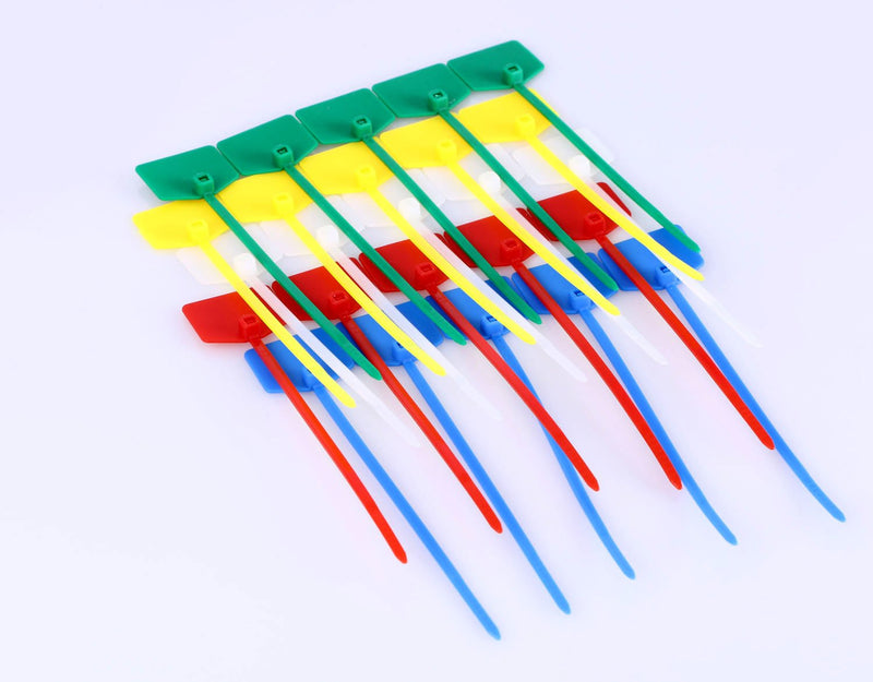  [AUSTRALIA] - Mini Skater 100Pcs Nylon Cable Marker Ties Self Locking Write On Ethernet Wire Marking Label Zip Ties With Mark Tags,5 Color