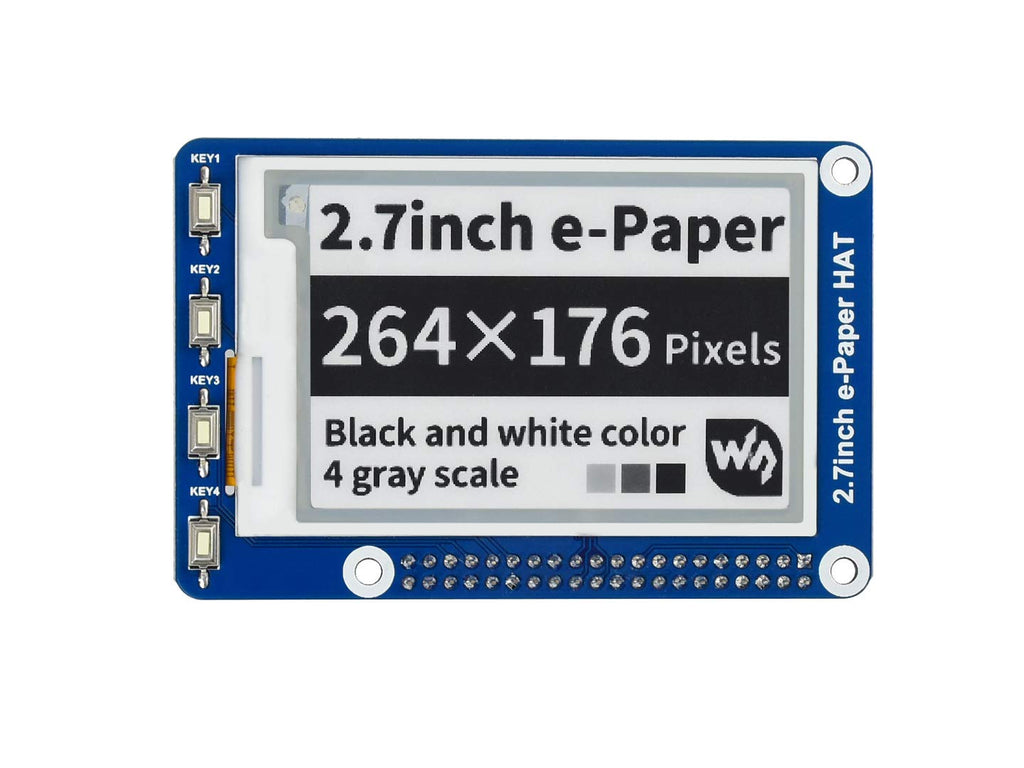  [AUSTRALIA] - Waveshare 2.7inch E-Ink Screen Display HAT for Raspberry Pi 264x176 Resolution Electronic E-Paper with Embedded Controller Communicating via SPI Interface