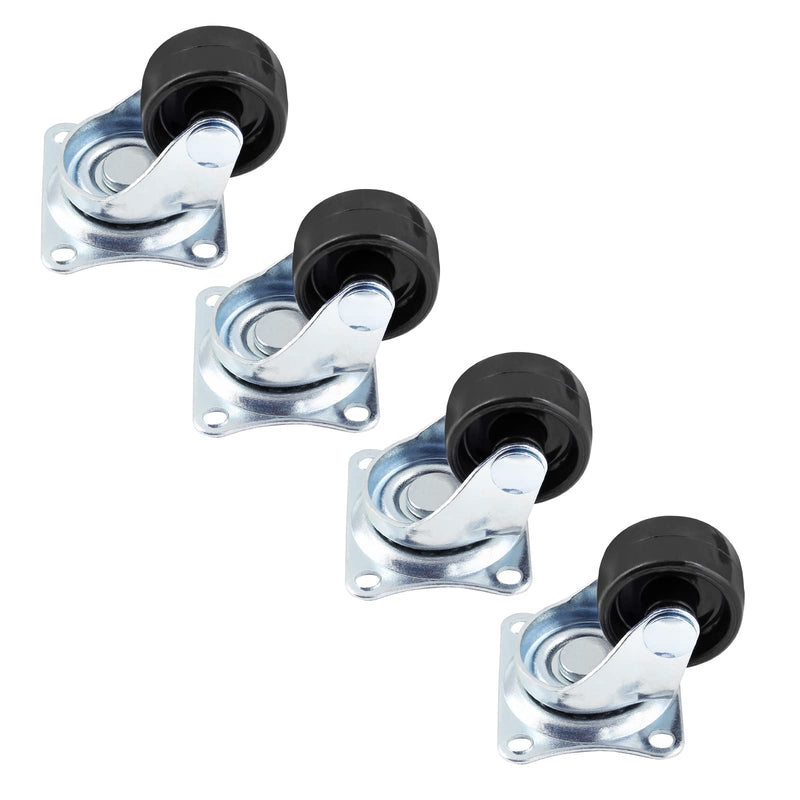  [AUSTRALIA] - Luomorgo 1 inch Dia Swivel Caster Wheels Rubber Base with Rectangle Top Plate & Bearing Heavy Duty 8pcs