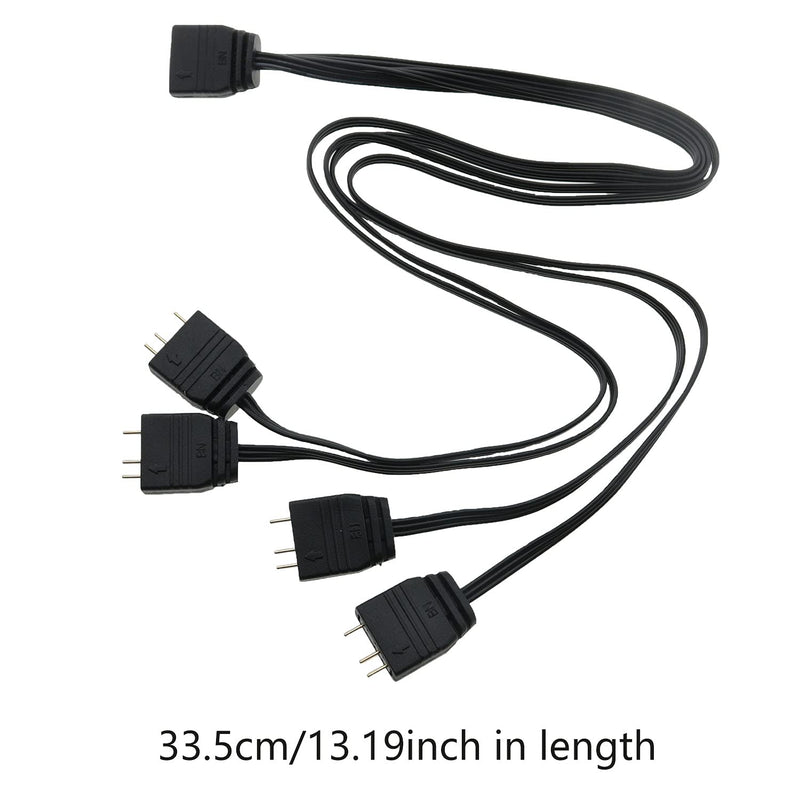  [AUSTRALIA] - CZQC ARGB Splitter Cable 5V 1 Female to 4 Male 3 Pin ARGB Extension Cable for Computer Chassis, CPU Cooler and 5v ARGB Fan 33.5cm/13.19inch