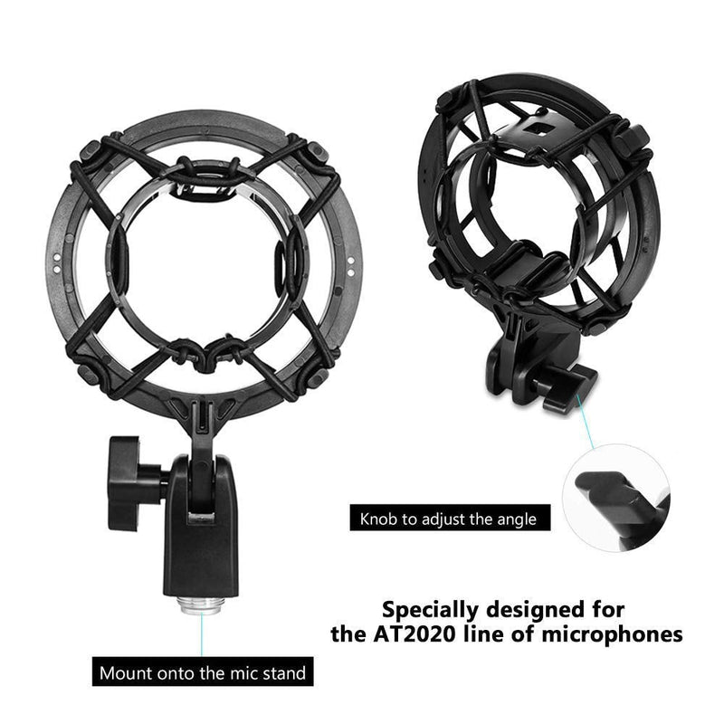 [AUSTRALIA] - Etour AT2020 Microphone Shock Mount with Pop Filter, [Custom Built for AT2020 Mic] Anti-Vibration Suspension Shock Mount Holder Clip Compatible with audio technica at2020 line Kit AT2020 Shock Mount with Windscreen