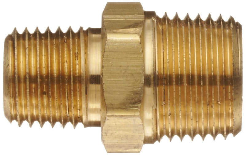  [AUSTRALIA] - Anderson Metals - 56123-0806 Brass Pipe Fitting, Reducing Hex Nipple, 1/2" Male Pipe x 3/8" Male Pipe 1/2" x 3/8"