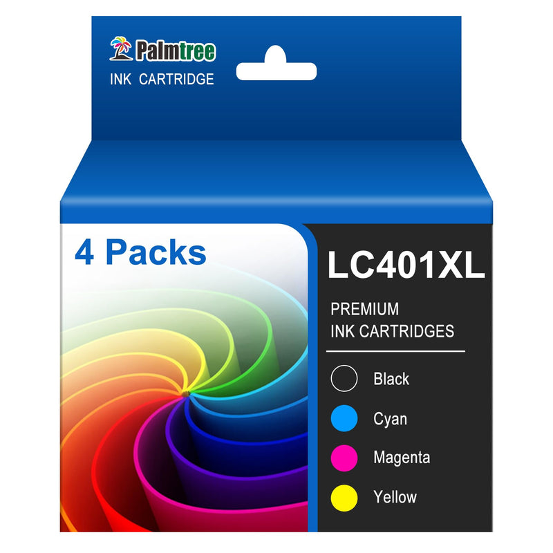  [AUSTRALIA] - Palmtree LC401XL Compatible Ink Cartridge Replacement for Brother LC401 LC 401 LC401XL LC401 XL to use with Brother MFC-J1010DW MFC-J1012DW MFC-J1170DW Printer (4 High Yield Combo Pack)