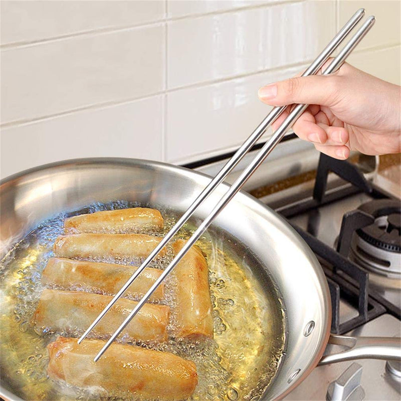  [AUSTRALIA] - Extra Long 14 Inch Hot Pot Chopsticks,Cooking,Frying,Noodle Chopsticks,Stainless Steel (3 pairs) 3 pairs