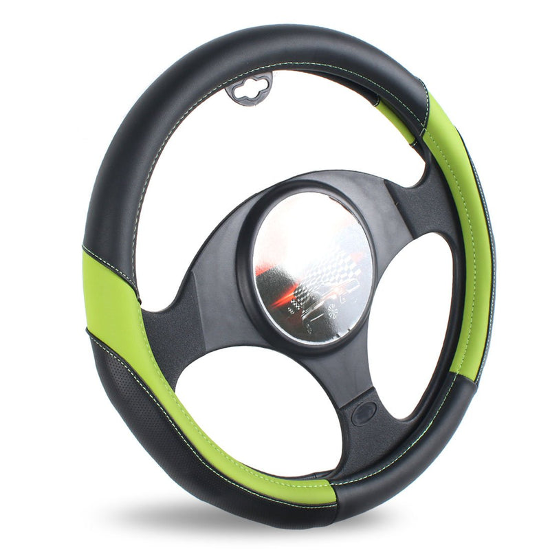 [AUSTRALIA] - AOTOMIO Black & Green Car Steering Wheel Cover TPE Material Durable Non-slip Cover Universal 15 inch Green-10