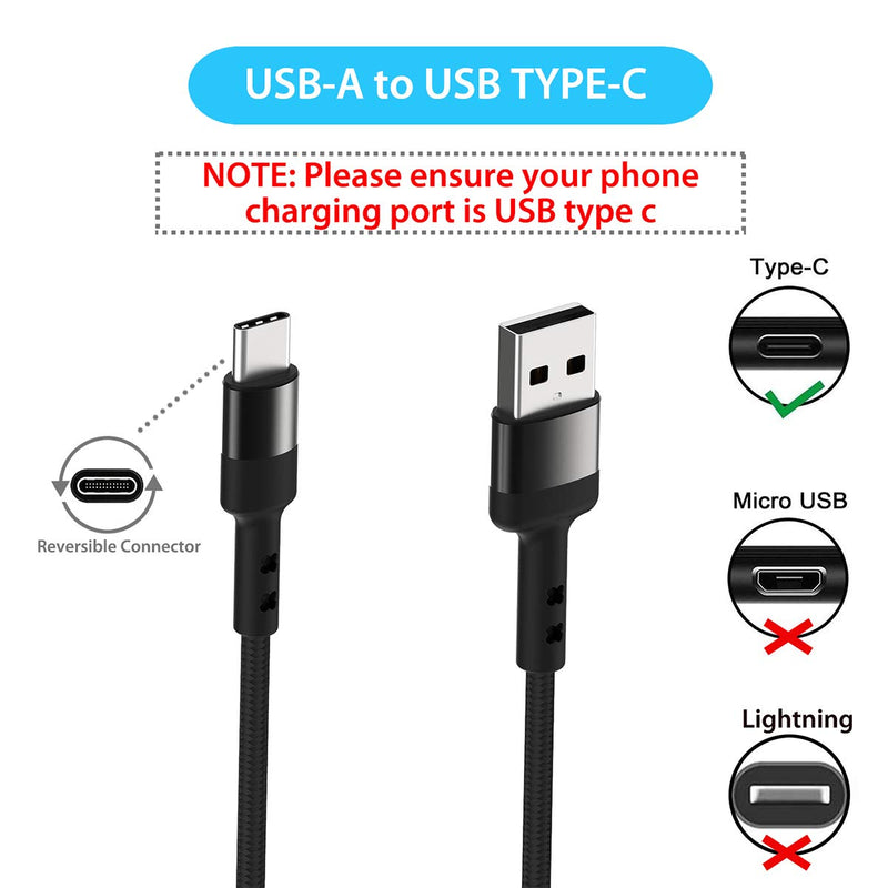 USB Type C Cable, USMEI 2-Pack Nylon Braided USB-A to USB-C 3A Fast Charging High Speed Data Sync Transfer Type-c Cable for Samsung S20 S10 S9 S8 Note 10 9 8,LG V20 V30 V44 and More(BLACK3.3ft+3.3ft) 3.3ft+3.3ft BLACK - LeoForward Australia