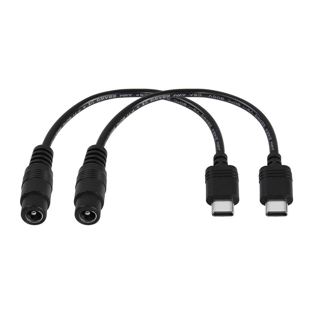  [AUSTRALIA] - 5V DC 5.5 2.1mm Female to USB Type C Adapter Cable Connector Power Extension Charge Cable for Laptop mobilephones 18.2cm-2 Pack