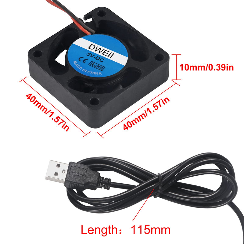  [AUSTRALIA] - DWEII 4-Pack 40mm x10mm DC 5V USB Brushless Cooling Fan, Oil Bearing 4010 Small Computer Fan