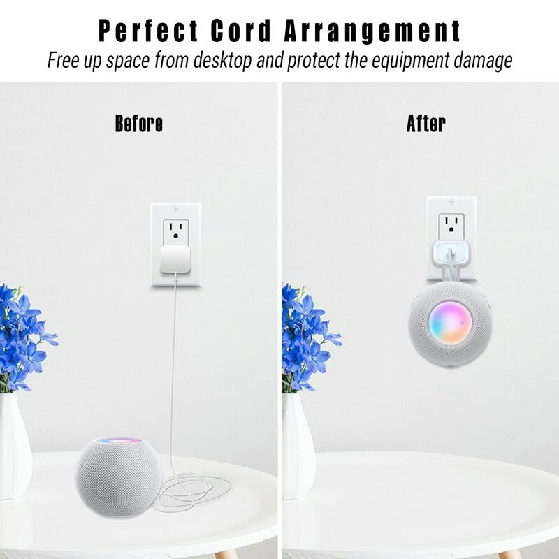  [AUSTRALIA] - HeyMoonTong Transparent Outlet Wall Mount Holder Stand Fits for Apple HomePod Mini, A Space-Saving Accessory for HomePod Mini Smart Home Speakers with Cord Management, Hide Messy Wires