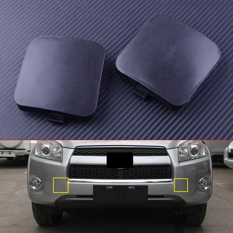  [AUSTRALIA] - CITALL 2pcs Front Left & Right Bumper Trailer Tow Hook Eye Covers Caps Fit For Toyota RAV4 2009-2012 (Fulfilled by Amazon) Fulfilled by Amazon