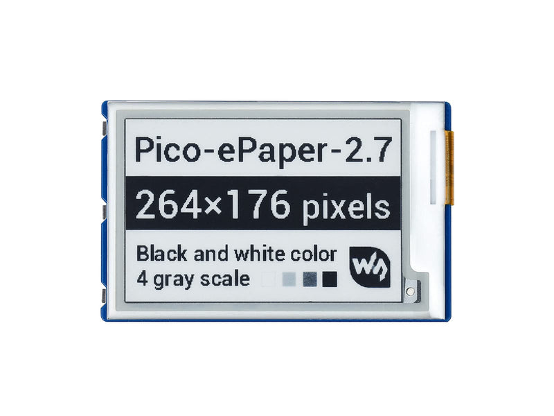  [AUSTRALIA] - Waveshare 2.7inch E-Paper E-Ink Display Module for Raspberry Pi Pico 264×176 Pixels Black/White Wide Viewing Angle SPI Interface Pico-ePaper-2.7