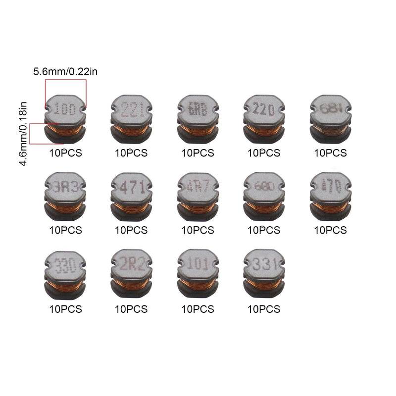  [AUSTRALIA] - YINETTECH 140pcs 14 Values 2.2UH - 680UH CD54 Wire Wound SMD Power Inductor Assortment Set 2.2UH 3.3UH 4.7UH 6.8UH 10UH 22UH 33UH 47UH 68UH 100UH 220UH 330 UH 470 UH 680 UH