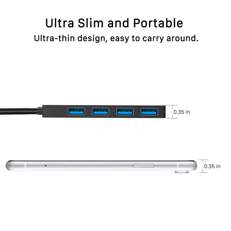 BYEASY USB Hub, USB C Hub to USB 3.0 Hub with 4 Ports and 2 ft Extended Cable, Ultra Slim Portable USB Splitter for MacBook, Mac Pro/Mini, iMac, Ps4, Surface Pro, XPS, PC, Flash Drive, Samsung More - LeoForward Australia