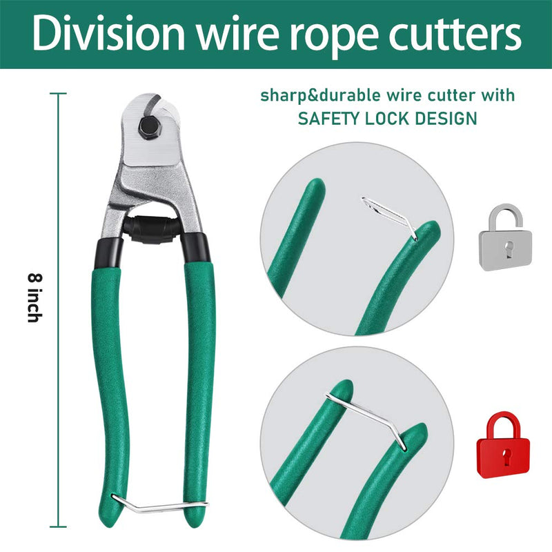  [AUSTRALIA] - Cable Wire Cutters Heavy Duty Stainless Steel 8 Inch Wire Rope Cutter for Hard-Wires, Aircraft Bicycle, Deck Railing
