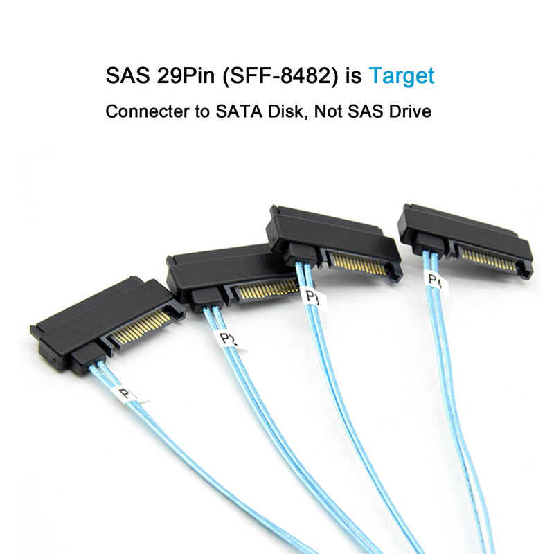  [AUSTRALIA] - AdcAudx Mini SAS to SAS Cable, Internal Mini SAS SFF-8087 to SFF-8482 4X SAS 29 Pin with SATA Power Adapter Cable (1.6FT/0.5M) 1.6FT 1Pack