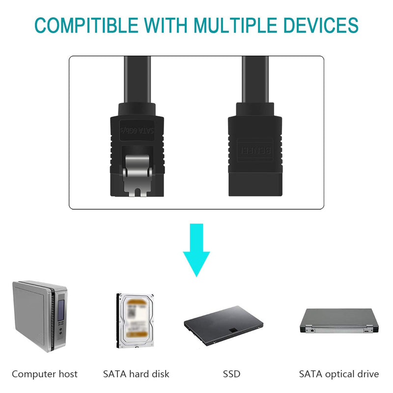 SATA Cable III, BENFEI SATA Cable III 6Gbps Straight HDD SDD Data Cable with Locking Latch 18 Inch Compatible for SATA HDD, SSD, CD Driver, CD Writer - Black - LeoForward Australia